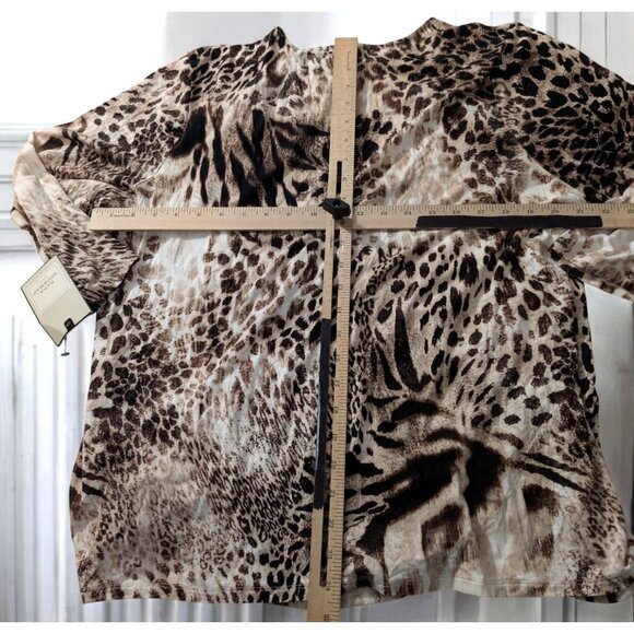 NWT Dana Buchman Plus Size 3X Leopard Big Cat Kitty Print Top Shirt Stretch - Picture 2 of 11